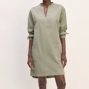 Everlane Sage Green Long Sleeve Utility Mini Dress Large